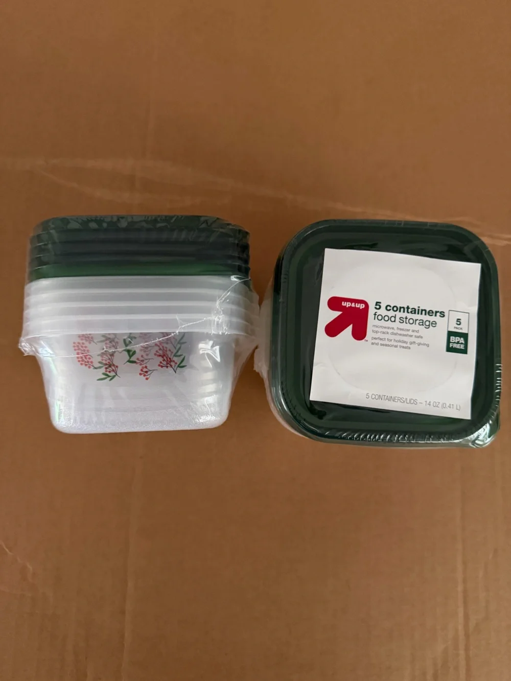 2 Green Plastic Food Storage Containers - 5 Pack (10 total)